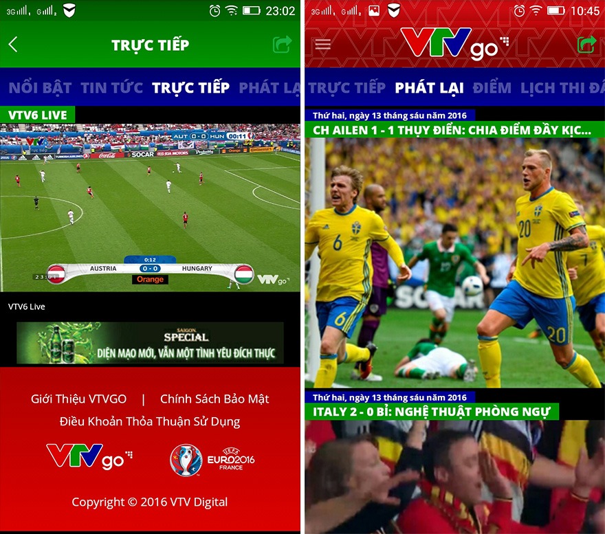 Trải nghiệm VTVgo Euro 2016: Xem trực tiếp Euro 2016 trên smartphone