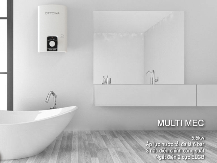 Máy nước nóng trực tiếp không có bơm trợ lực OTTOWA TM5501 Máy nước nóng trực tiếp không có bơm trợ lực OTTOWA TM5501